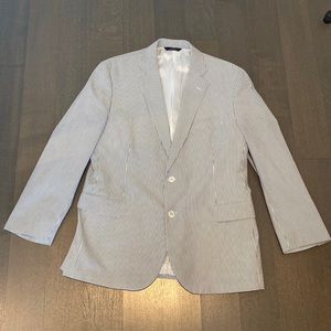 Brooks Brothers 346 Seersucker Striped Blue White Jacket Sports Coat 46R Blazer
